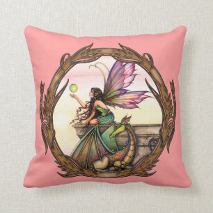 Almohada de lanzamiento de hada y dragón de Orbes