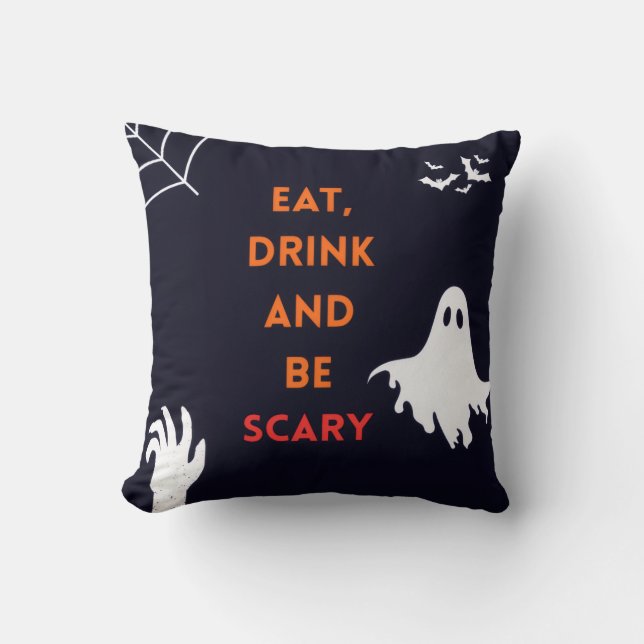 Almohada de lanzamiento de Halloween 'Come, bebe y (Anverso)