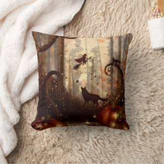 Almohada de lanzamiento de Halloween de gato bruja