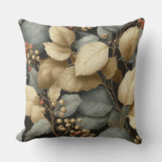 Almohada de lanzamiento de hoja botánica dorada