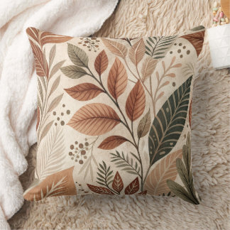 Almohada de lanzamiento de hoja botánica terrosa