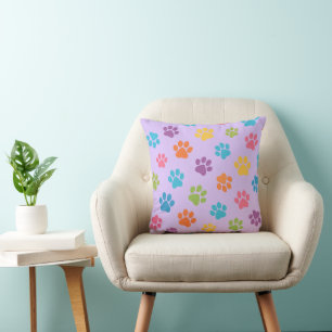 Almohada de lanzamiento de huella de pata colorida