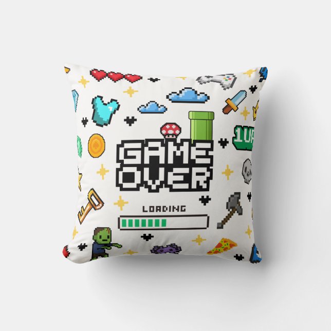 Almohada de lanzamiento de juegos de píxeles retro (Anverso)