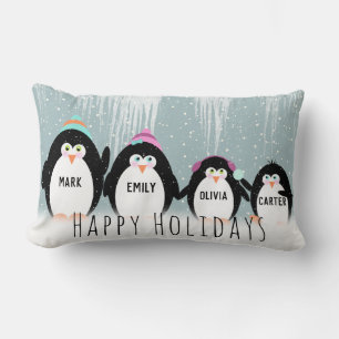 Almohada de lanzamiento de la familia de pingüinos
