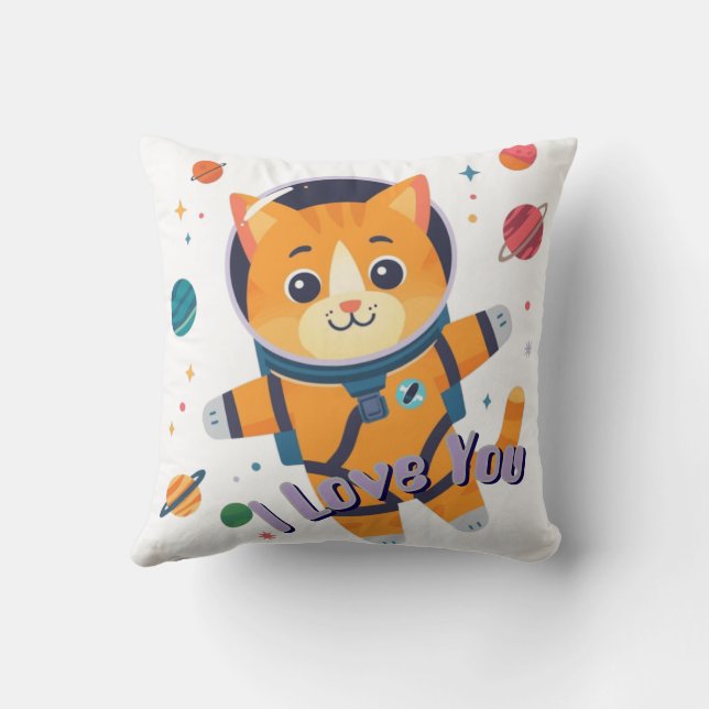 Almohada de lanzamiento de la galaxia Space Cat 16 (Reverso)