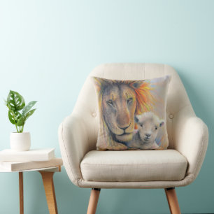 Almohada de lanzamiento de León y Cordero