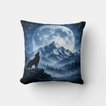 Almohada de lanzamiento de lobo del desierto místi