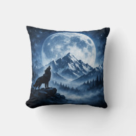 Almohada de lanzamiento de lobo del desierto místi