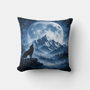 Almohada de lanzamiento de lobo del desierto místi