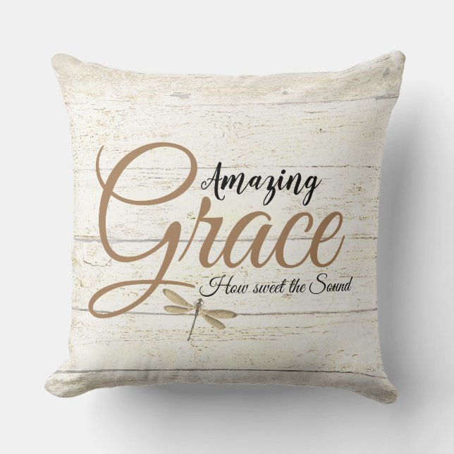 Almohada de lanzamiento de madera con Amazing grac (Anverso)