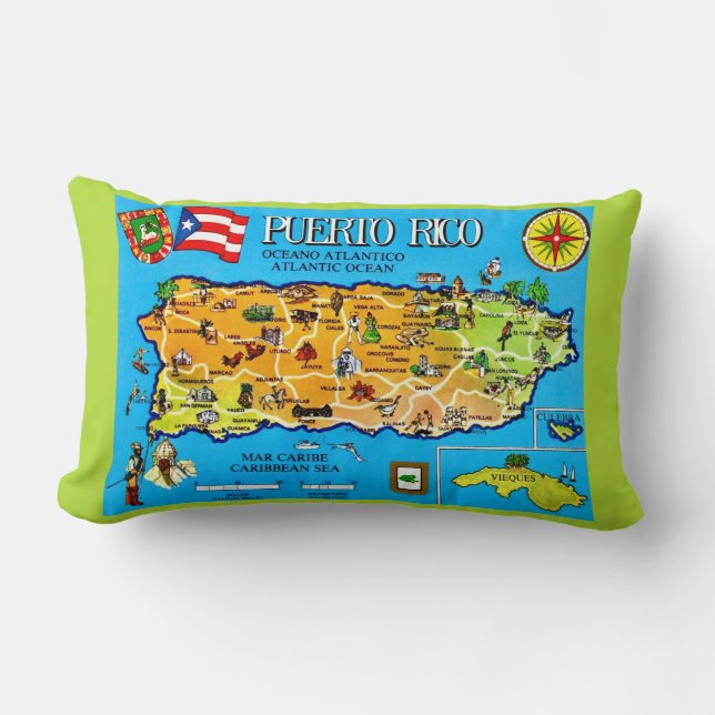 Almohada de lanzamiento de mapa azul brillante de  (Anverso)