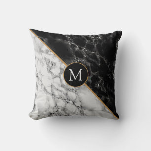 Almohada de lanzamiento de mármol blanco negro reg