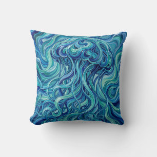 Almohada de lanzamiento de medusas azul océano