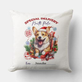 Almohada de lanzamiento de Navidad de Corgi capric