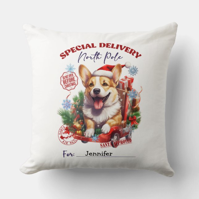 Almohada de lanzamiento de Navidad de Corgi capric (Anverso)