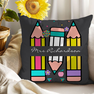 Almohada de lanzamiento de nombre de lápiz colorid