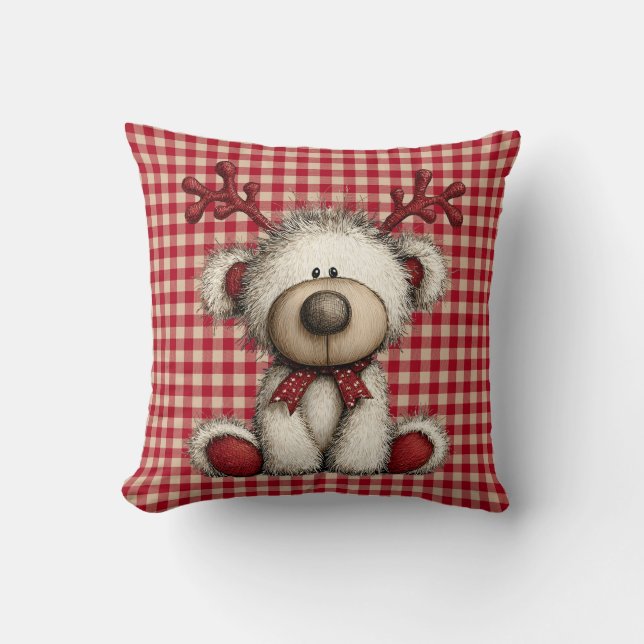 Almohada de lanzamiento de osito de Navidad (Anverso)