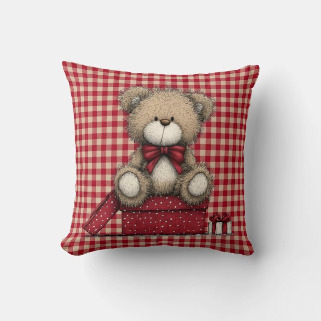 Almohada de lanzamiento de osito de Navidad (Anverso)