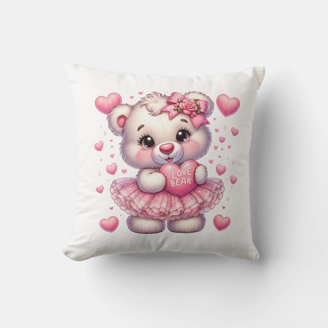 Almohada de lanzamiento de osito de San Valentín (Anverso)