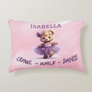 Almohada de lanzamiento de oso bailarín rosa púrpu