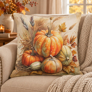 Almohada de lanzamiento de otoño boho de calabazas