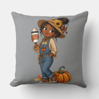 Almohada de lanzamiento de otoño con niña espantap