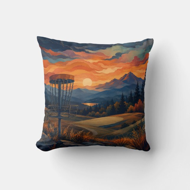 Almohada de lanzamiento de paisaje de disco golf (Anverso)