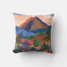 Almohada de lanzamiento de paisaje de volcán