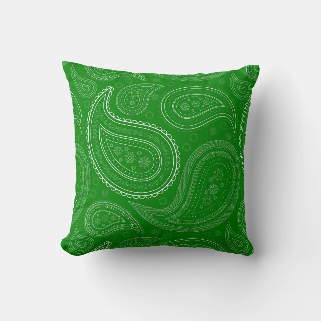 Almohada de lanzamiento de Paisley blanca sobre ve (Anverso)