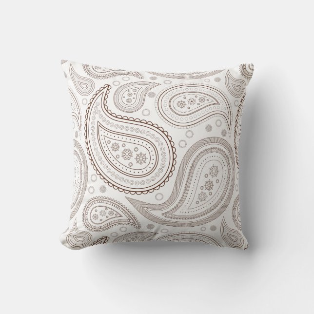 Almohada de lanzamiento de Paisley marrón sobre bl (Anverso)