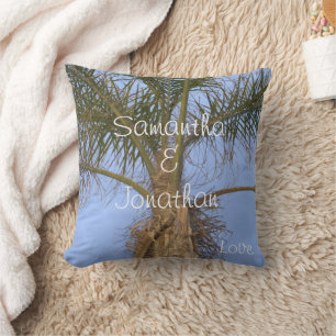 Almohada de lanzamiento de palmera de boda cielo a
