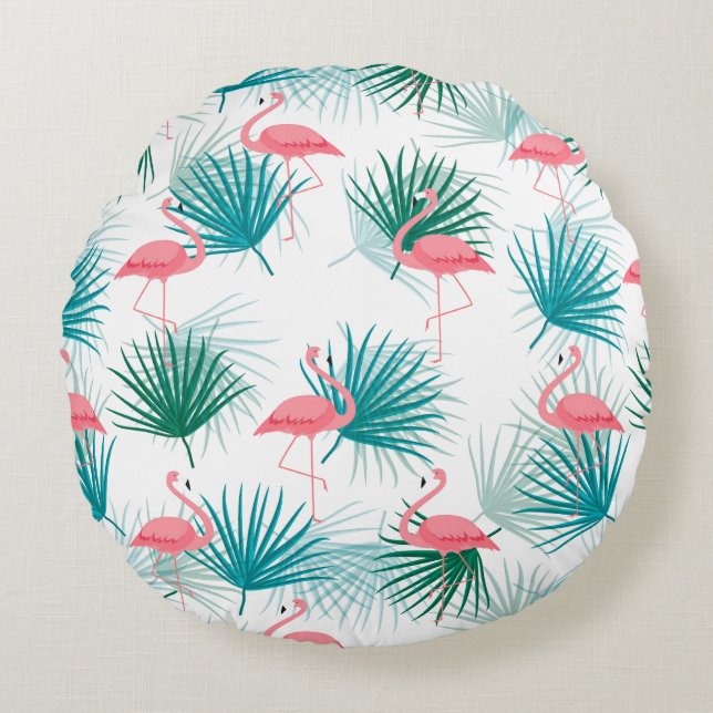 Almohada de lanzamiento de palmeras flamencos (Anverso)