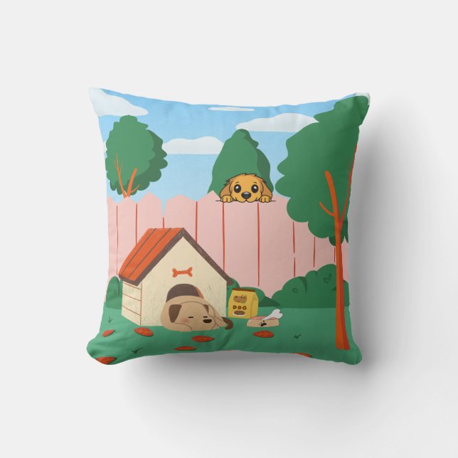 Almohada de lanzamiento de patio de cachorros pací (Anverso)