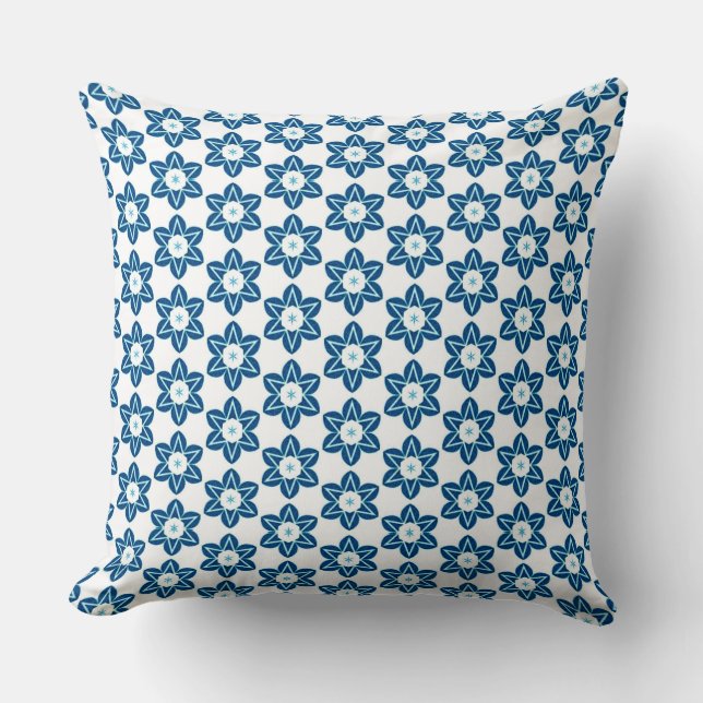Almohada de lanzamiento de patrón de flor azul tur (Anverso)