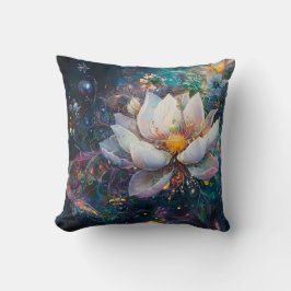 Almohada de lanzamiento de patrón de flor blanca m