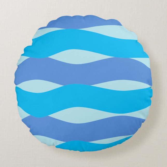 Almohada de lanzamiento de patrón de olas azules (Anverso)