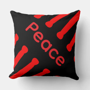 Almohada de lanzamiento de paz roja y negra