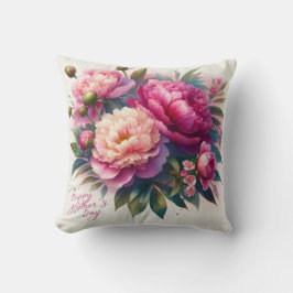 Almohada de lanzamiento de peonía rosa del día de