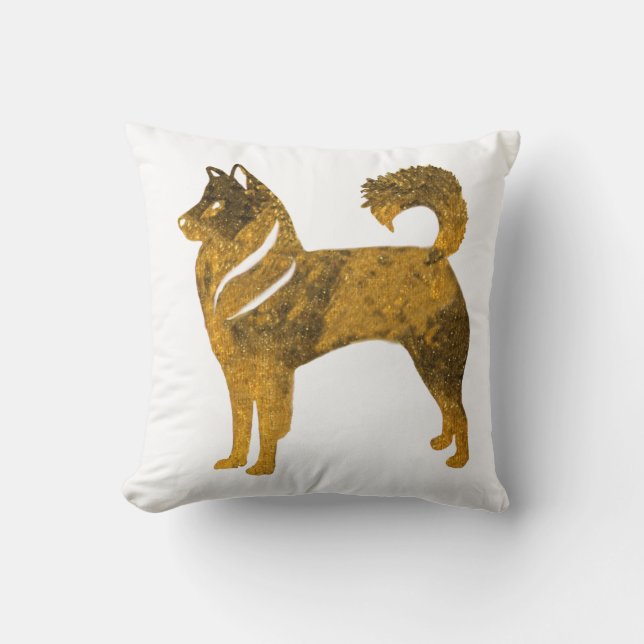 Almohada de lanzamiento de perro dorado husky (Anverso)
