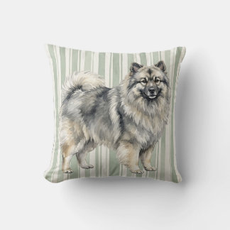 Almohada de lanzamiento de perro Keeshond con acua