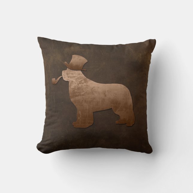 Almohada de lanzamiento de perro Terranova Steampu (Anverso)