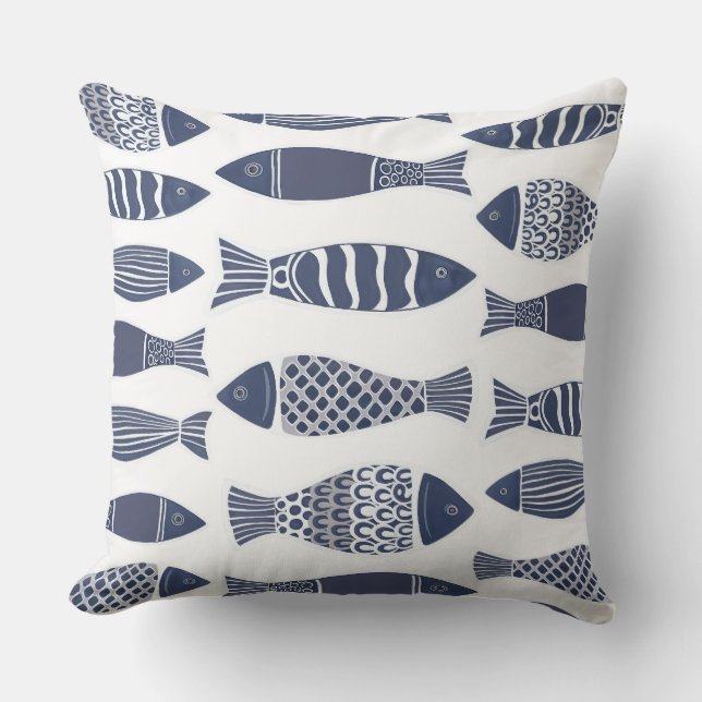 Almohada de lanzamiento de pez azul (Anverso)