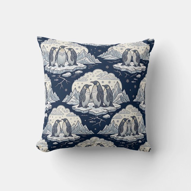 Almohada de lanzamiento de pingüino - Diseño conti (Anverso)