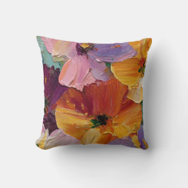 Almohada de lanzamiento de pintura floral impasto 