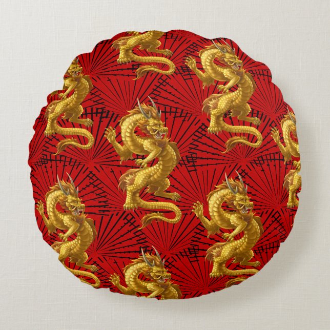 Almohada de lanzamiento de Pouf del Dragón Dorado  (Anverso)