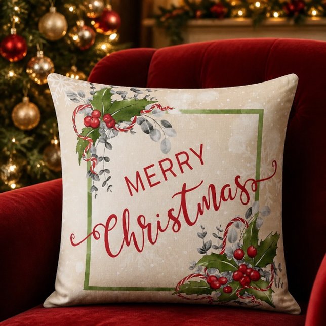 Almohada de lanzamiento de rama de acebo de Navida (Subido por el creador)