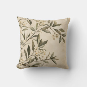 Almohada de lanzamiento de rama de olivo botánica