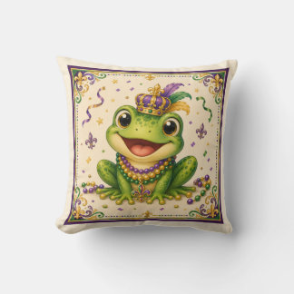 Almohada de lanzamiento de rana de Mardi Gras de N