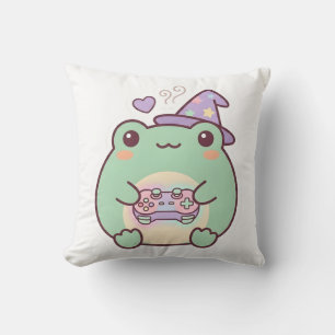 Almohada de lanzamiento de rana jugadora kawaii pa