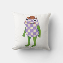 Almohada de lanzamiento de rana linda con sombrero
